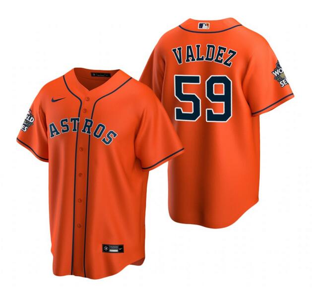 Men's Houston Astros #59 Framber Valdez Orange Cool Base Stitched Baseball Jersey